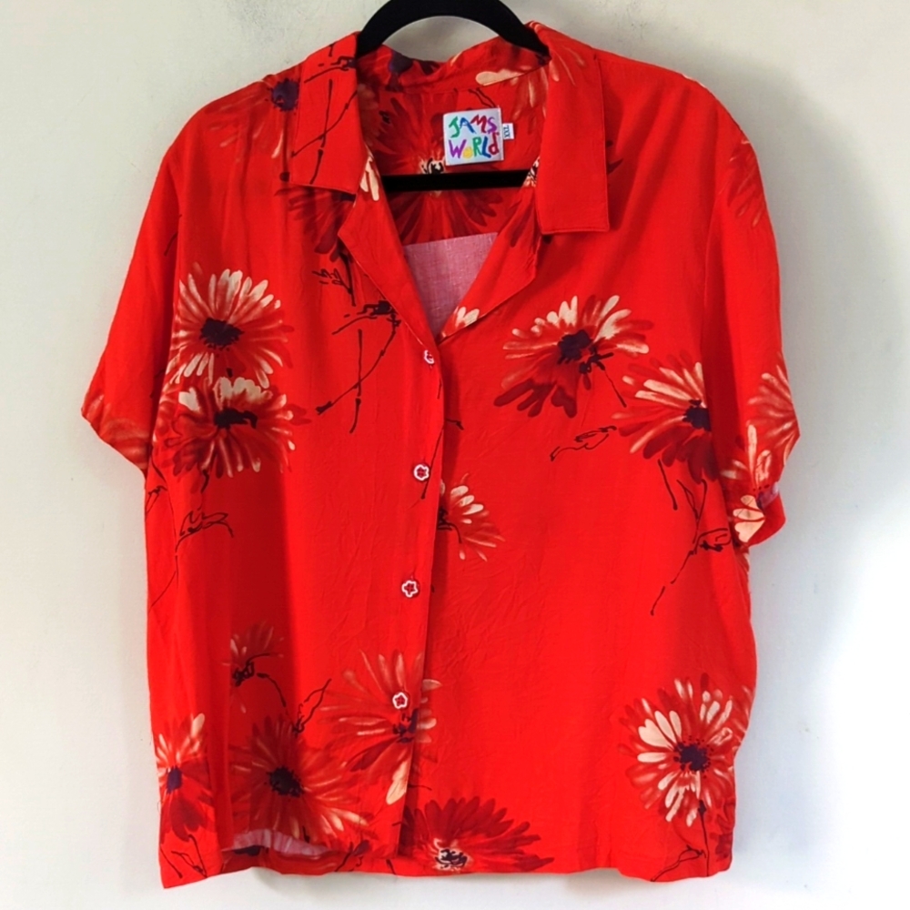 Jams World Vintage Retro Button Down Hawaiian Shirt XXL